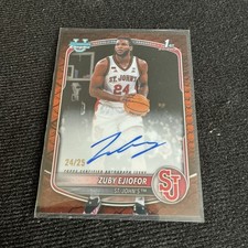 Zuby Ejiofor 2025-26 Bowman Chrome U Orange Reptilian Auto Jersey Match #24/25 picture