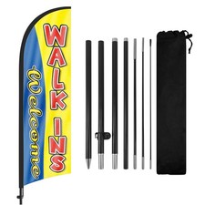Walk Ins Welcome Feather Flag with Pole Kit 8FT, Salon & Retail Banner Sign picture