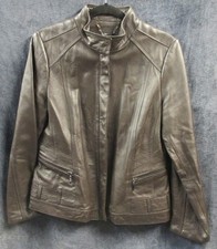 A.N.A. A New Approach Genuine Lambskin Leather Jacket Chocolate Brown | Size L picture