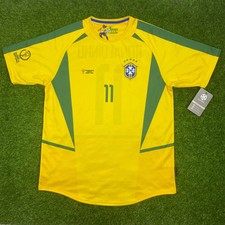 Brasil, Men's Retro Soccer Jersey, 2002 Ronaldinho #11 (Tallaje Grande) picture
