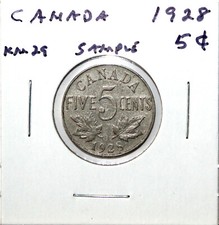 Canada 1928 5 Cent Nickel From Lot, KM29  picture