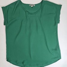 Pleione Womens Blouse Small Green Pleated Back Designer Business Casual Top picture