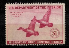USA 1943 Duck stamp $1 ☀ Scott# RW11 ☀ MH picture