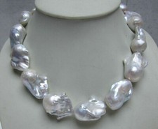 HUGE NATURAL GENUINE SOUTH SEA WHITE BAROQUE PEARL NECKLACE 18'' picture