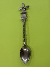 Vintage Dutch Windmill Souvenir Spoon Silver Plate Rotating Blades Holland picture