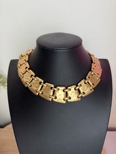 Vintage Les Bernard VO Vogue Gold Tone Articulated Collar Necklace 17” Made USA picture
