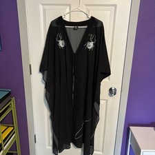 Cakeworthy ELVIRA Black Sheer Spider Caftan One Size NEW NWT picture