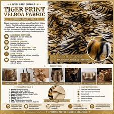 Siberian Tiger Gold Velboa upholstery Fabric per yard 60” wide picture