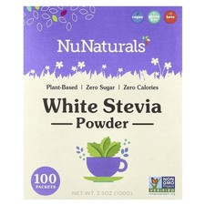 NuNaturals NuStevia White Stevia Powder 100 Packets 3 5 oz 100 g Soy-Free, picture