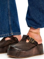 Free People A.S.98 Monroe Canyon Clogs Platform Brown Leather Slip On 38/8 NIB picture