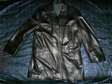 ESSEBI ITALY ITALIAN DEER LEATHER Buckskin BLACK Wool Lined SOFT JACKET SZ M VTG picture