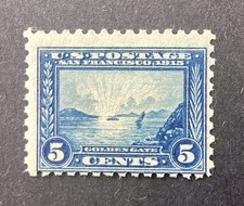 US Scott 403 1915 5¢ Panama-Pacific Perf 10 MH OG Golden Gate picture