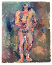 OTHON FRIESZ ? EXPRESSIONISM ( Double- Side ) MAN & TREES IN WINTER OIL PAINTING picture