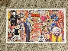 Graffiti Pop Art Banksy Brainwash Graffiti  Art Collage  24 x 12  W@W -  VIDEO picture