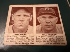 1941 Double Play #65 Red Rolfe and #66 Bill Dickey New York Yankees picture