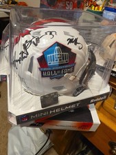 BRIAN URLACHER MIKE SINGLETARY DAN HAMPTON Triple Signed HOF Mini Chicago Bears  picture
