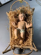 Glorious Baby Jesus in Manger, Made In Spain, Blessed Straw, Glass eyes picture