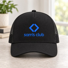 Sam’s Club Black Trucker Mesh Snapback Adjustable Embroidered Logo Hat picture