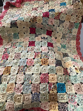 Handmade Vintage Yo-Yo Patchwork Floral quilted table runner picture