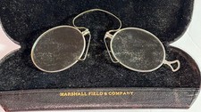 Antique c. 1900–1920 Edwardian Pince-Nez Eyeglasses with Original Marshall Field picture