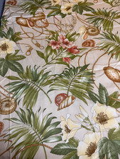 Fabric Lot 1 Yd 17 Ins 54 W Robert Allen Home Floral Sea Shells Palm Fronds 2004 picture