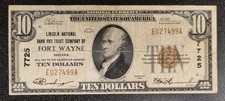 1929 Ten Dollar National Currency Note $10 Bill - Fort Wayne Indiana #92339 picture