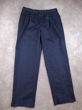 Vintage Woolrich Double Pleated Pants Mens 32x30 Fit Navy Blue Twill Made USA picture
