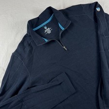 Kuhl Invigoratr Men's Size L Navy Blue 1/4 Zip Merino Wool Pullover Sweater 3236 picture