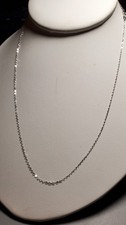 18K (AU750) Solid White Gold 0.9mm Cable Thin Adjustable Chain Necklace 17.5