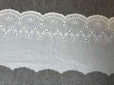 14Yards White 100% Cotton Eyelet Embroidery Lace Trim 6in Wide Floral picture
