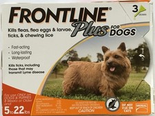 Frontline Plus For Dogs 0-22 Lbs | Orange | 3 doses | Authentic Vet Channel box picture