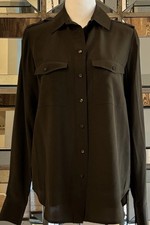 Vince Silk Blouse In Army Green SZ XS New With Tags Retail $295. picture