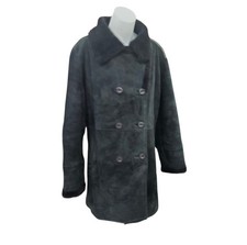 VTG Via Veneto Black Spanish Lamb Shearling Women's Coat Sz M Suede  Italian picture
