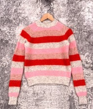 Ganni Sweater Small Womens Mohair Wool Blend Knit Striped Cropped Pullover picture