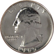 1965 SMS Washington Quarter Clad Uncirculated Mint State 25c Coin picture
