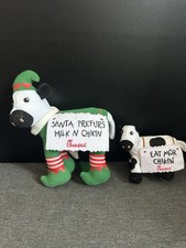 Chick-fil-A Cow Plush Lot of 2 Christmas Elf 2016 + Eat Mor Chikin 2024 picture