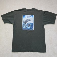 Vintage 90s Quiksilver Surf T Shirt Medium Faded Black USA Made Wave Mountain picture