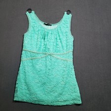 Maurices Lace Tank Top Womens Medium Mint Green Empire Waist Scoop Neck picture