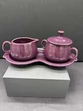 Fiesta HEATHER Figure 8 Tray + Creamer + Covered Sugar Fiestaware Purple Retired picture