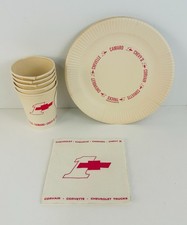 Vtg Chevrolet Advertising paper cups plates & napkins lot of 5 each collectible picture