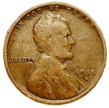 1915 D Lincoln Wheat Cent Good - Very Good (G-VG) Copper Average Circulated 1c picture