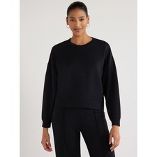 Scoop Women's Size M Black Ultimate Scubaknit Cropped Sweatshirt with Drop picture