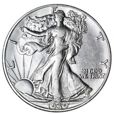 1939 Walking Liberty Half Dollar In AU Condition picture
