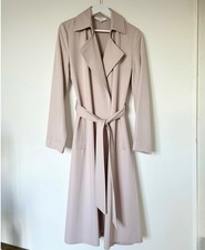 REISS Women’s Darcie Satin Twill Trench Coat Mac Beige Belted 6 Small X Small picture