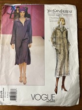 Vintage Vogue Yves Saint Laurent Dress 2329 Sewing Pattern Size UnCut 1999. picture