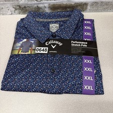 Callaway Opti•Dri Geometric Polo Shirt Mens XXL Blue Golf Performance Stretch picture
