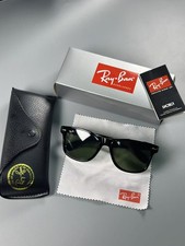 Ray-Ban Wayfarer Black Sunglasses G-15 Green Lenses + Case, Cloth, Manual & Box picture