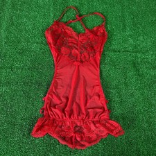Dreamgirl Red Sheer Mesh Lace Chemise Open Back Adjustable Straps OS Lingerie picture