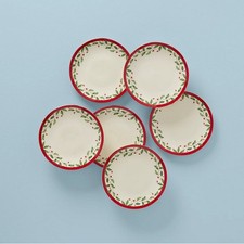 Lenox Fine Christmas China Holly HOLIDAY Accent Plates - Set of Six N/O picture
