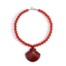 NEW Mayamar Red Wine Beaded Agate Necklace Shell Charm Pendant Beach Nautical picture